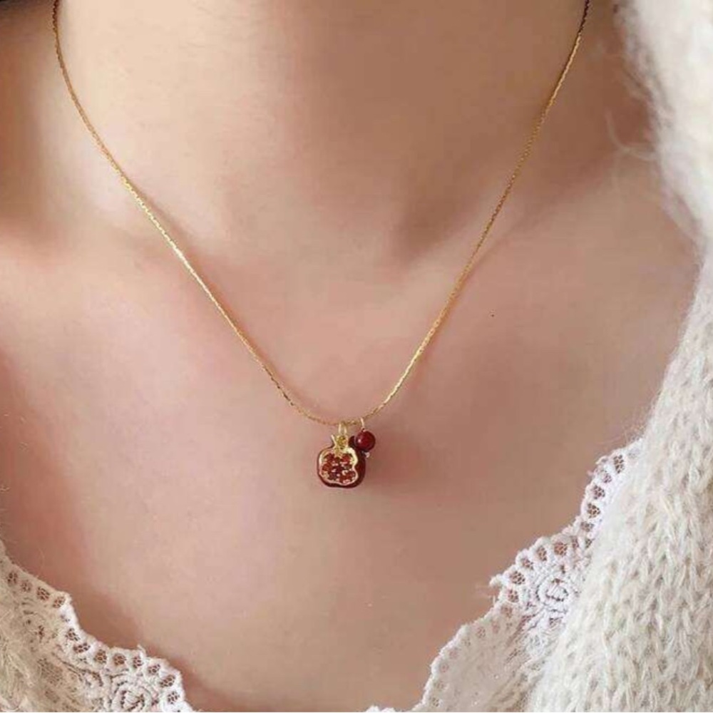 Red Bead Necklace and Pomegranate Pendant Earring Set
SET - Picture 8 of 8